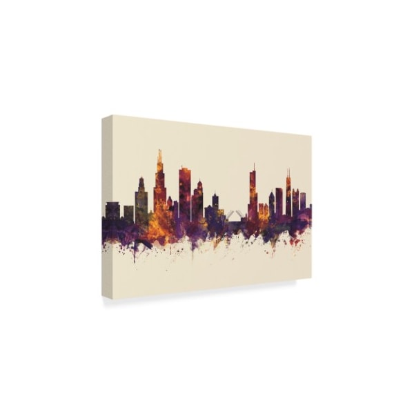 Michael Tompsett 'Chicago Illinois Skyline Dark Iii' Canvas Art,16x24